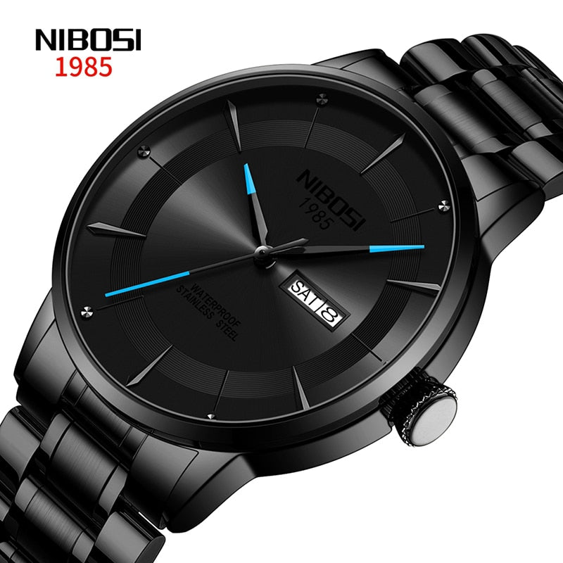 Black Mens Stainless steal Business Watch